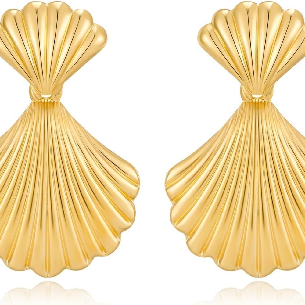Gold/Silver Shell Dangle Earrings for Women Seashell Beach Summer Jewelry